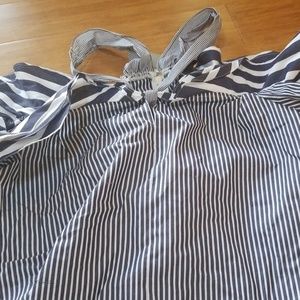J Crew NWT blue and white stripe linen shirt
